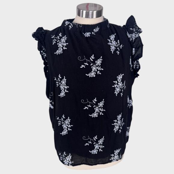 Ophelia Roe Womens Large Ruffle Sleeveless Embroidered Eyelet Top - Picture 1 of 8